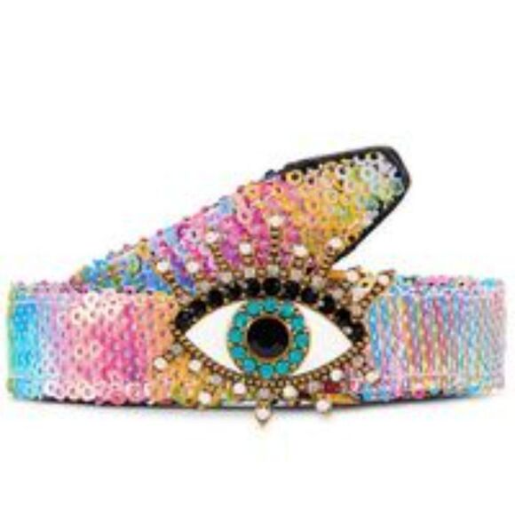 Kurt Geiger Sequin Evil Eye Belt - Picture 1 of 7